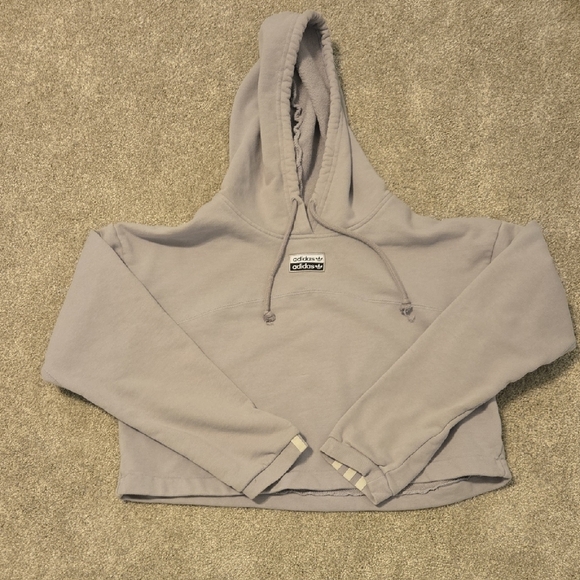 adidas Tops - Womens Adidas Lavender Crop Top Hoodie Sweatshirt Size Medium